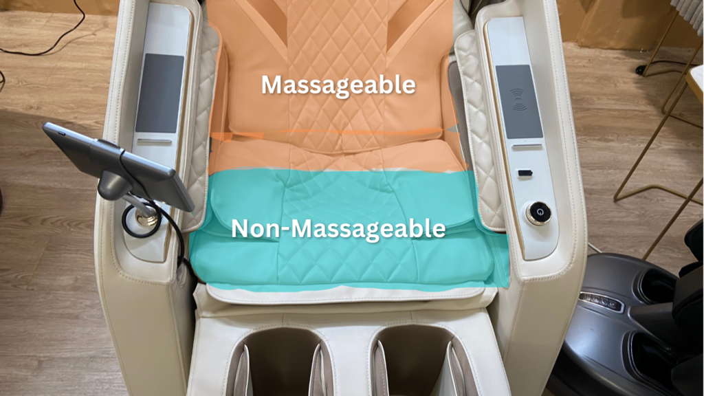 GM450 full body massage chair waist massageable area diagram